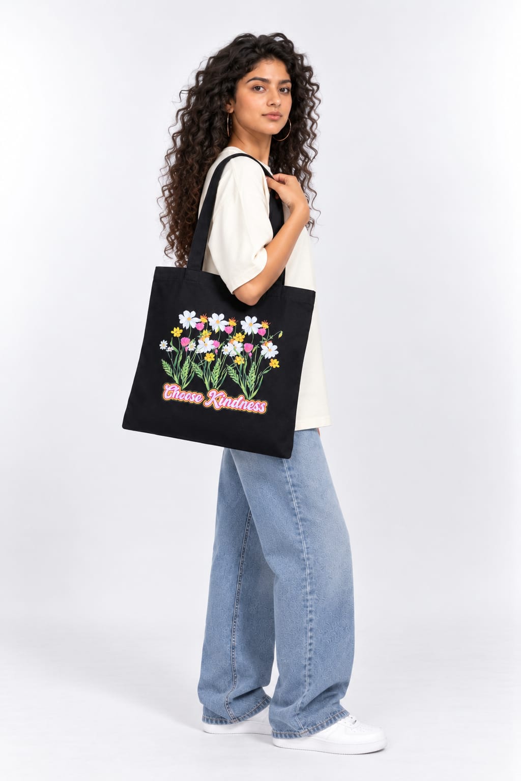 Choose Kindness Retro Floral Tote Bag