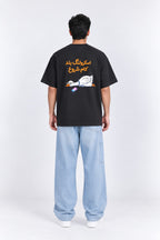 Scrolling Bund Kaam Shoru Oversized Unisex Urdu Graphic Black T-Shirt
