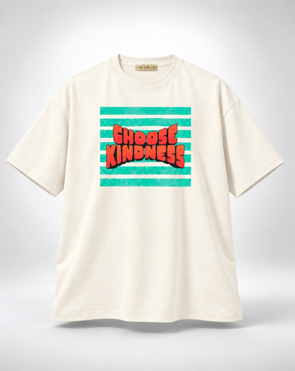 Choose Kindness Retro Block Oversized Unisex Oatmeal Cream T-Shirt