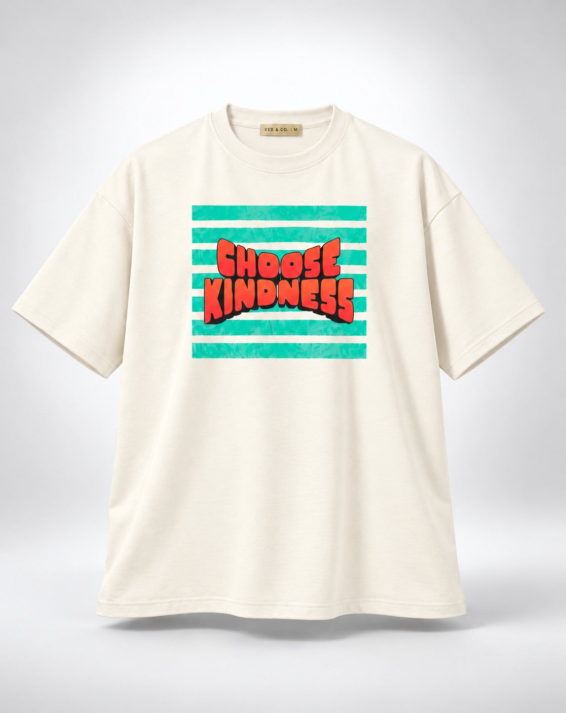 Choose Kindness Retro Block Oversized Unisex Oatmeal Cream T-Shirt