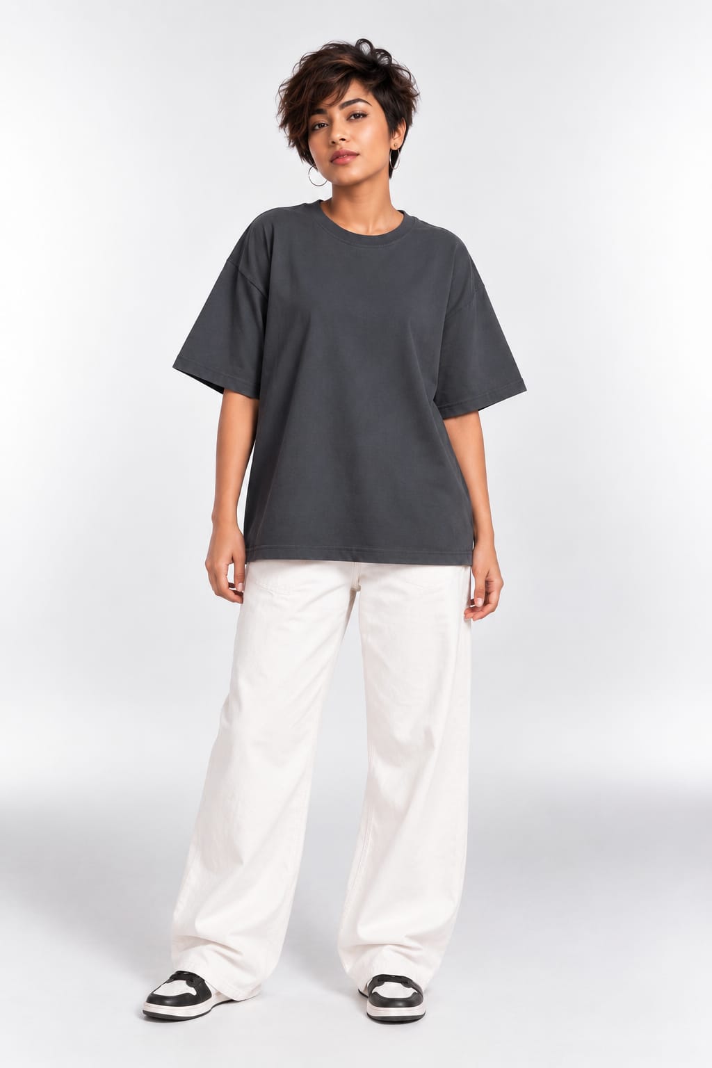 Deen Over Duniya Neon Graphic Oversized Unisex Grey T-Shirt