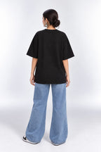 Eat Sleep Cricket Repeat Graphic Oversized Unisex Black T-Shirt