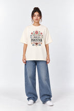Made in Pakistan Truck Art Inspired Oversized Graphic Oatmeal Cream T-Shirt