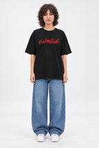 Sukoon ki Talash Hay Urdu Graphic Oversized Unisex Black T-Shirt