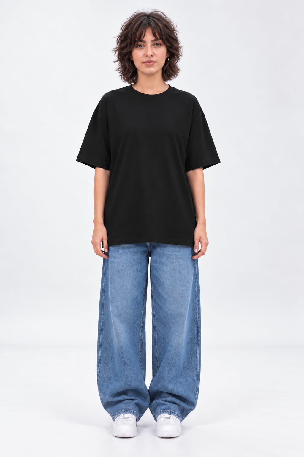 Rooted in Faith Distressed Block Font Oversized Unisex Black T-Shirt