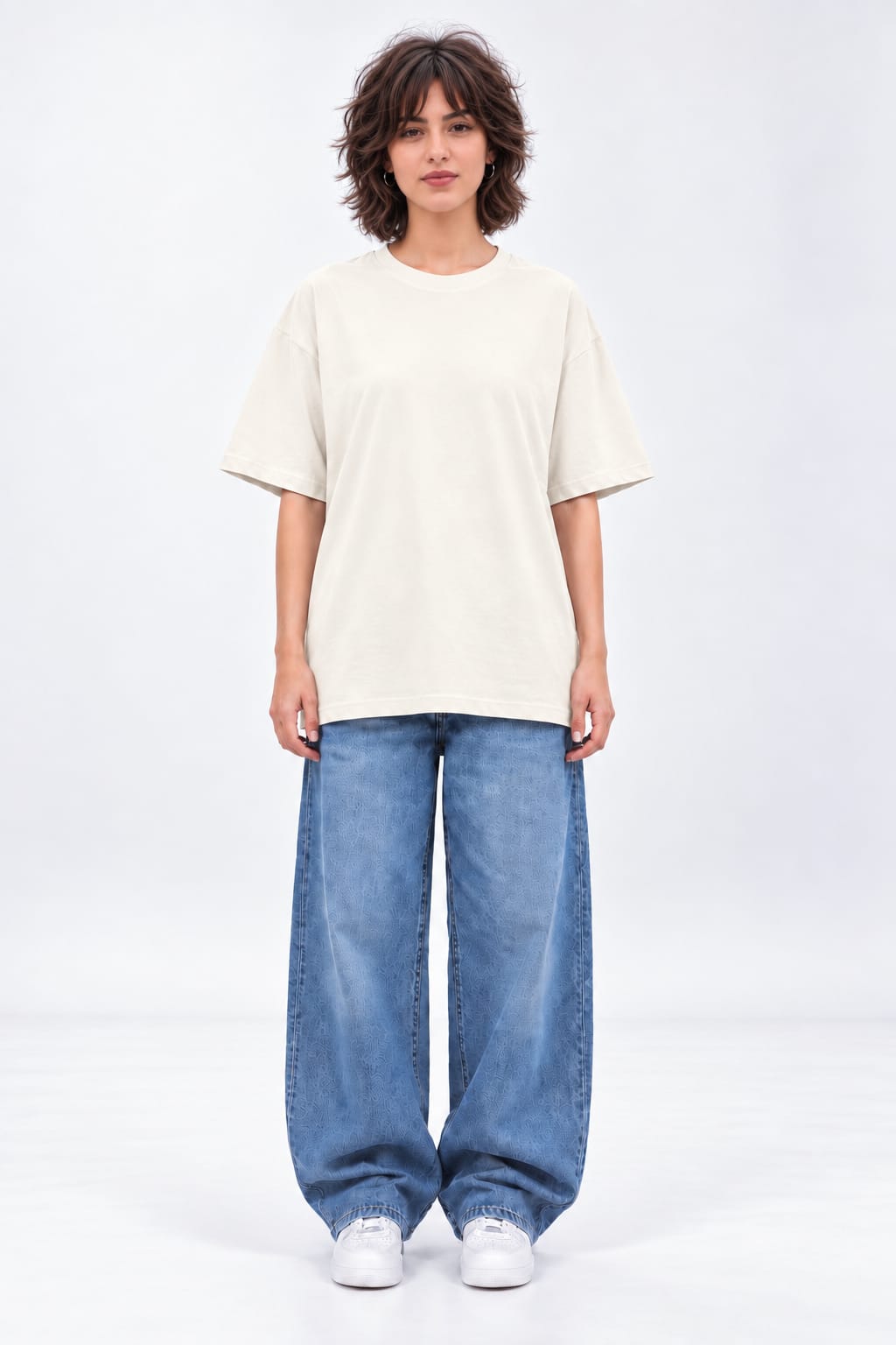 Rooted in Faith Distressed Block Font Oversized Unisex Oatmeal Cream T-Shirt