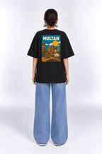 Vintage Multan Travel Poster Oversized Unisex Black T-Shirt