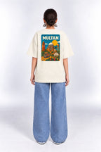 Vintage Multan Travel Poster Oversized Unisex Oatmeal Cream T-Shirt
