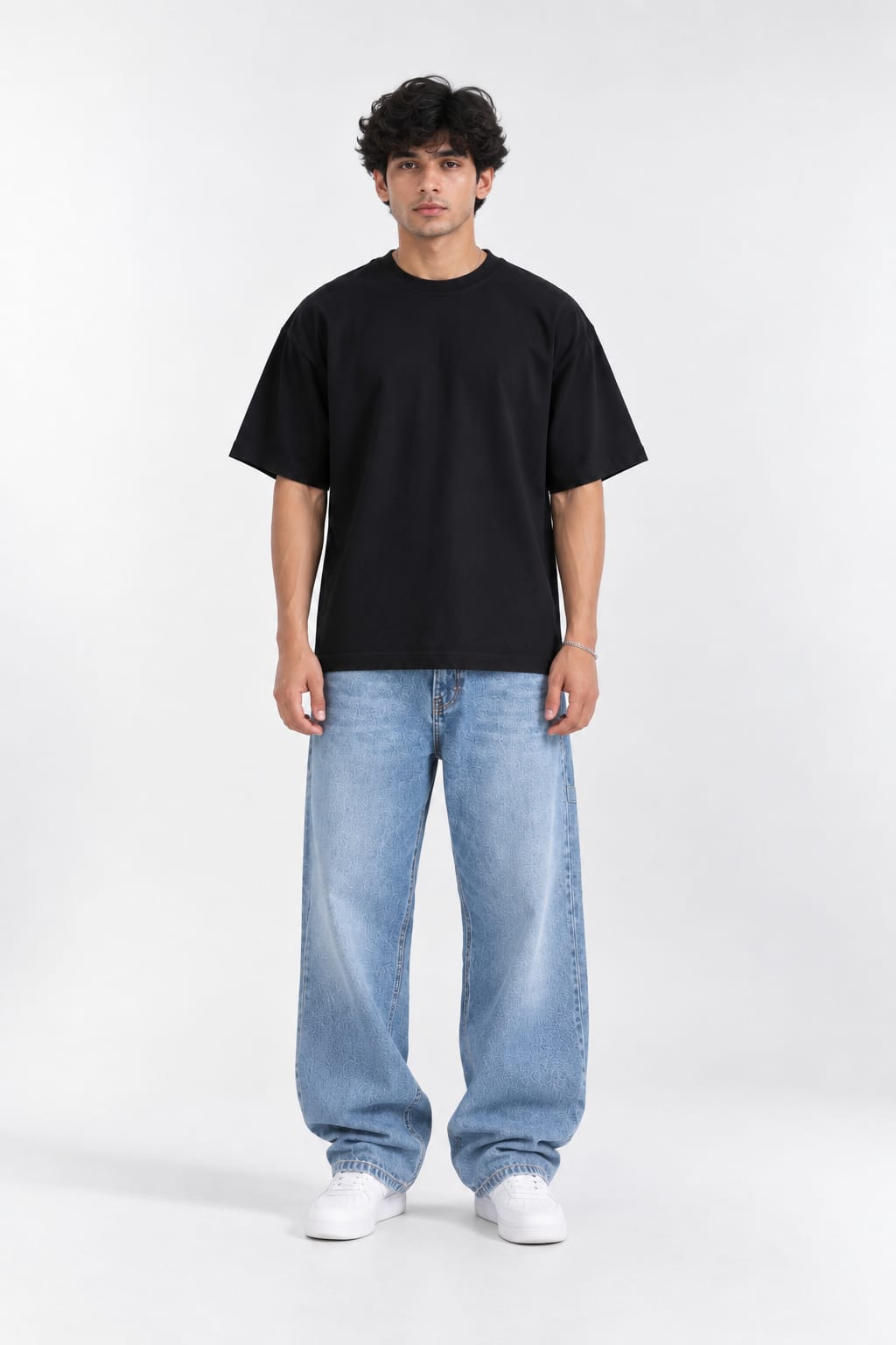 Deen Over Duniya Neon Graphic Oversized Unisex Black T-Shirt