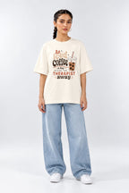Iced Coffee Satire Oversized Unisex Graphic Oatmeal Cream T-Shirt