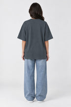 Girl Mom Patterned Block Text Oversized Graphic Grey T-Shirt