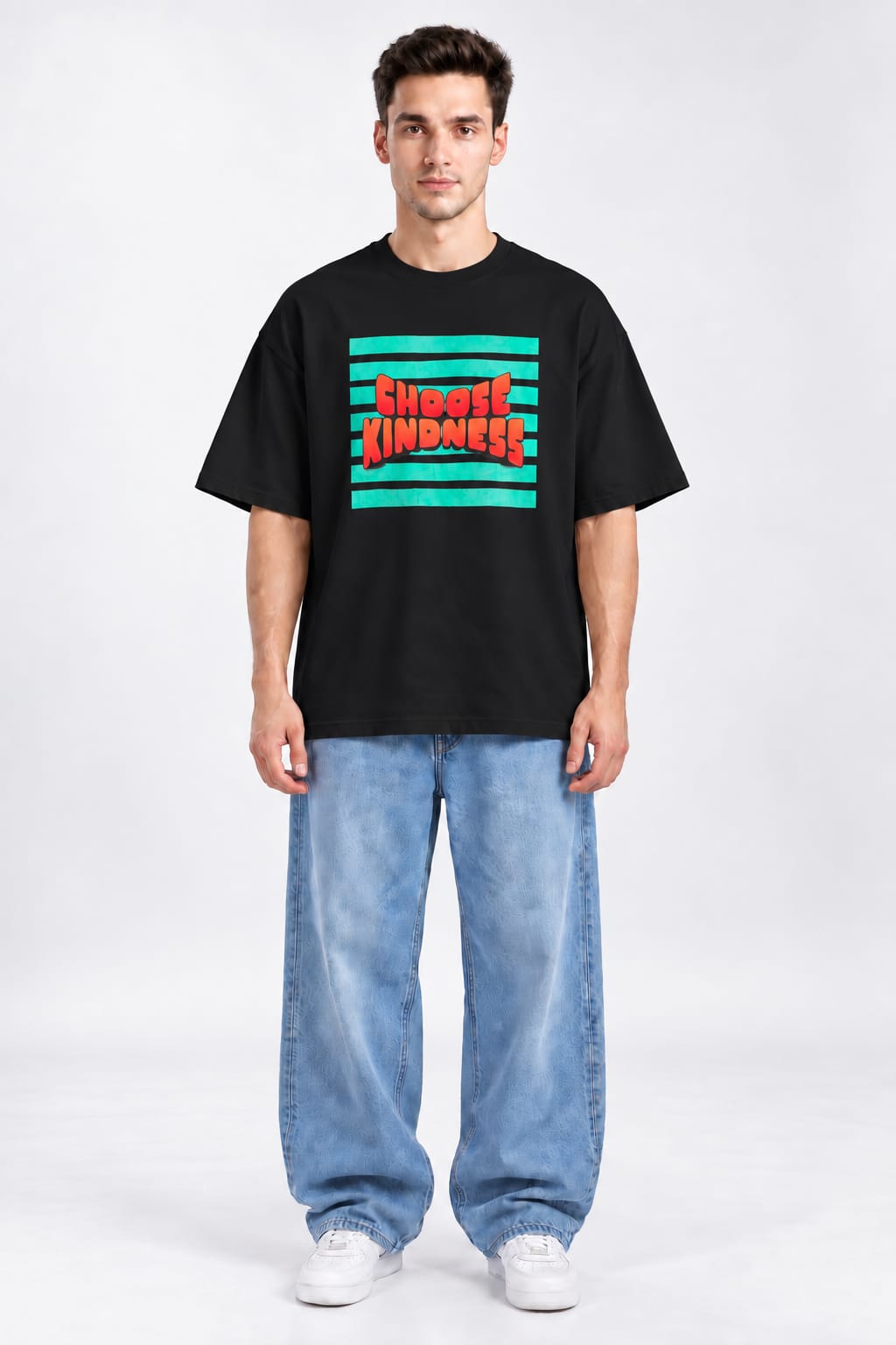 Choose Kindness Retro Block Oversized Unisex Black T-Shirt