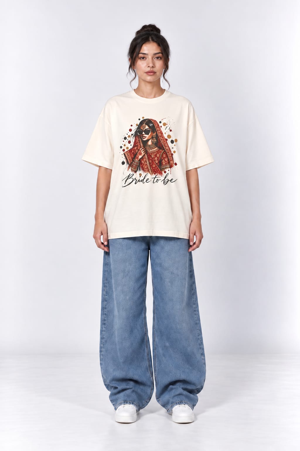 Desi Bride To Be Oversized Graphic Oatmeal Cream T-Shirt