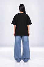 Too Busy To Care Bubble Font Graphic Oversized Unisex Black T-Shirt