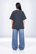 Too Busy To Care Bubble Font Graphic Oversized Unisex Grey T-Shirt