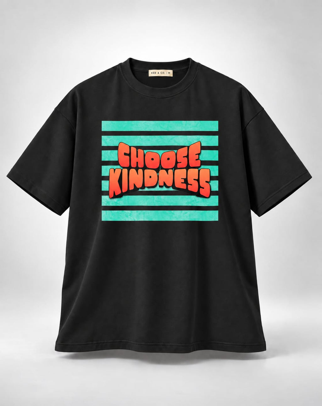 Choose Kindness Retro Block Oversized Unisex Black T-Shirt