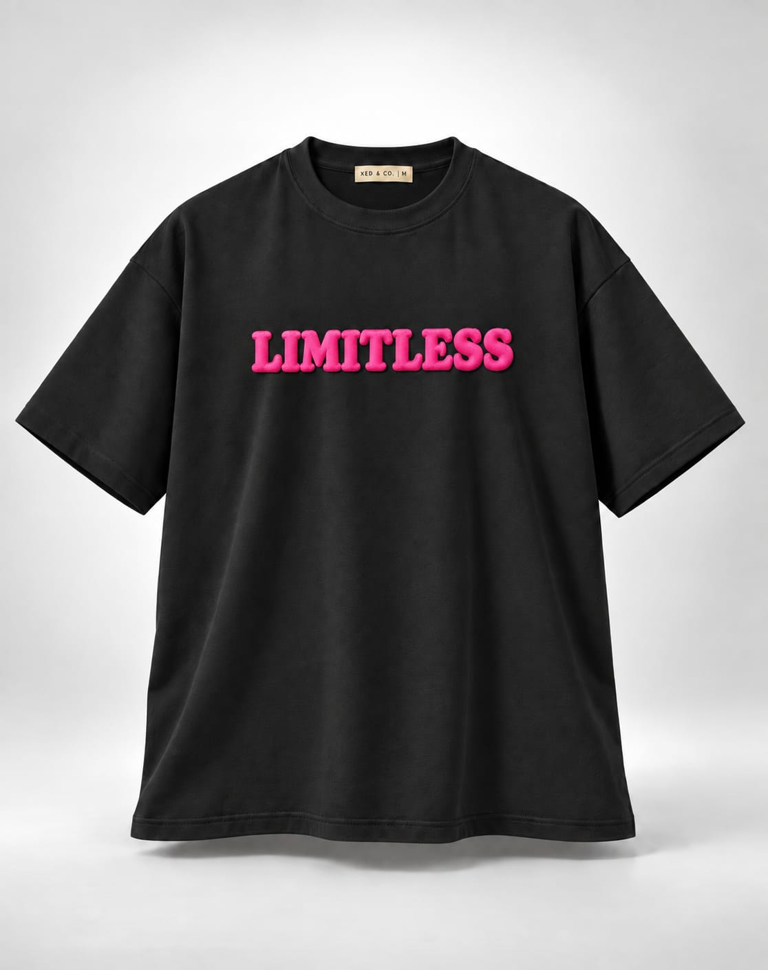 Limitless Bubble Font Graphic Oversized Unisex Black T-Shirt