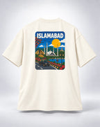 Vintage Islamabad Travel Poster Oversized Unisex Oatmeal Cream T-Shirt