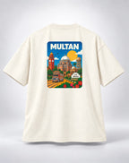 Vintage Multan Travel Poster Oversized Unisex Oatmeal Cream T-Shirt