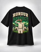 Honour & Respect Cricket Graphic Oversized Unisex Black T-Shirt