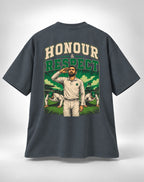 Honour & Respect Cricket Graphic Oversized Unisex Grey T-Shirt