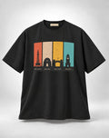 Pakistani Landmarks Vintage Panel Oversized Unisex Black T-Shirt