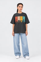 Pakistani Landmarks Vintage Panel Oversized Unisex Black T-Shirt