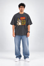 Ziada Sochna Sehat Ke Liay Muzir Hay Graphic Oversized Unisex Grey T-Shirt