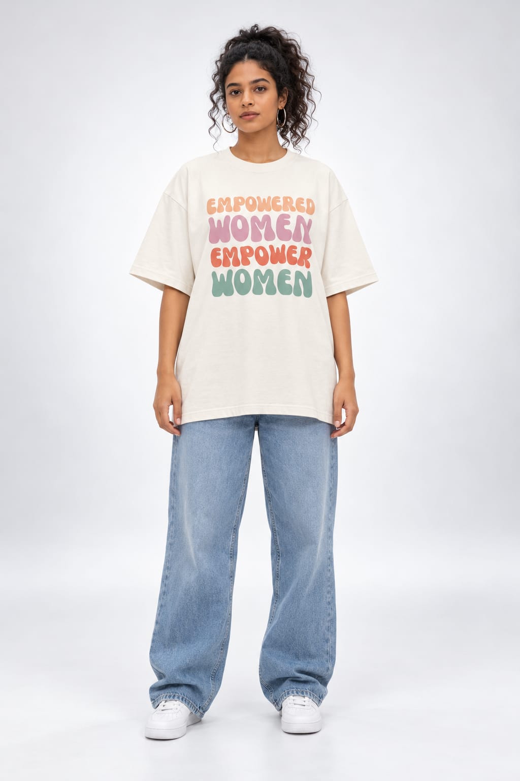 Empowered Women Empower Women Oversized Graphic Oatmeal Cream T-Shirt