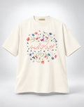 Khuwabon Ki Manzil Wildflowers Urdu Graphic Oversized Oatmeal Cream T-Shirt