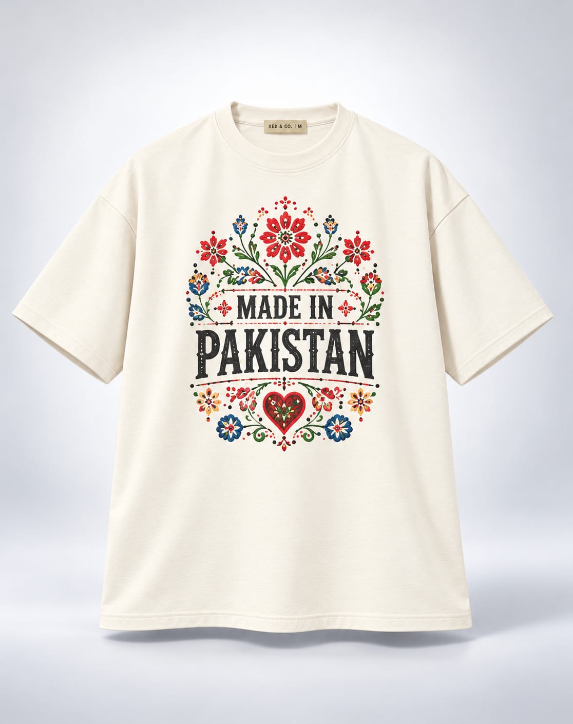 Made in Pakistan Truck Art Inspired Oversized Graphic Oatmeal Cream T-Shirt