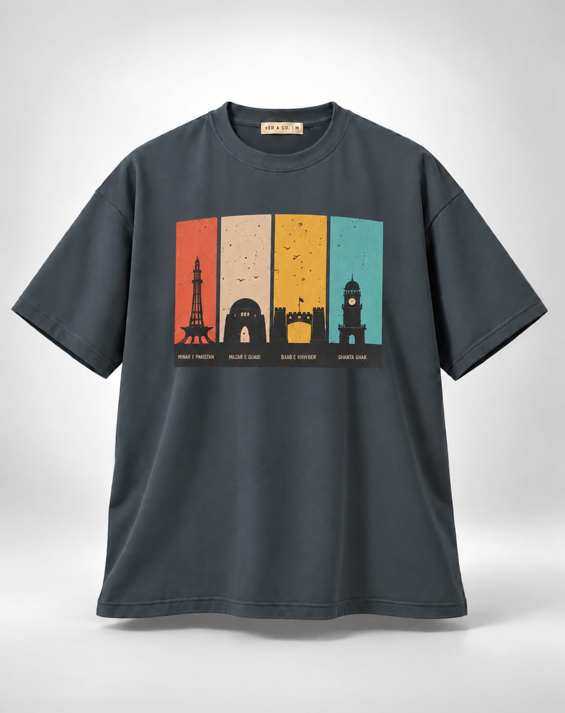 Pakistani Landmarks Vintage Panel Oversized Unisex Grey T-Shirt