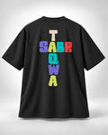 Sabr & Taqwa Bubble Block Crossword Oversized Unisex Black T-Shirt