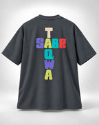 Sabr & Taqwa Bubble Block Crossword Oversized Unisex Grey T-Shirt