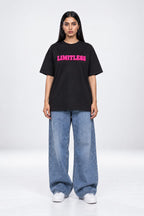 Limitless Bubble Font Graphic Oversized Unisex Black T-Shirt