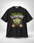 Tape Ball Cricket Graphic Oversized Unisex Black T-Shirt