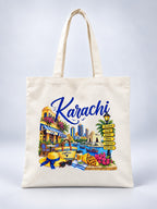 Karachi Landmarks Cityscape Canvas Tote Bag